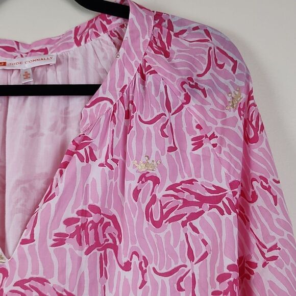 Jude Connelly Lilith Blouse Queen Flamingo Print Size M - Picture 3 of 12